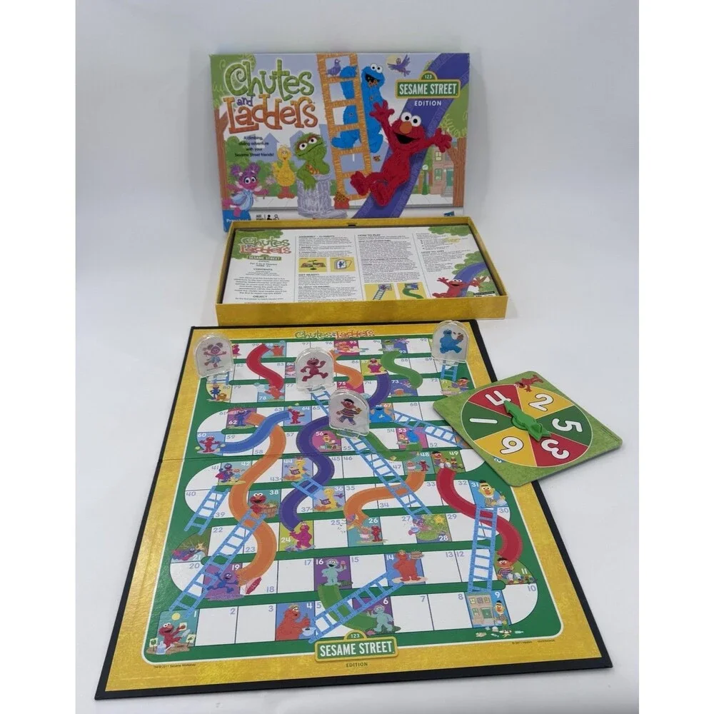 Sesame Street Chutes And Ladders Board Game Milton Bradley Preschool Complete